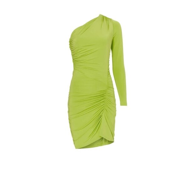 Atlein Collective One Shoulder Dress in Green XLarge Womens Jersey Mini - Picture 12 of 12